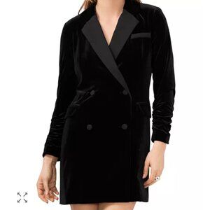1.State black velvet blazer dress Women's 14 mini party tuxedo